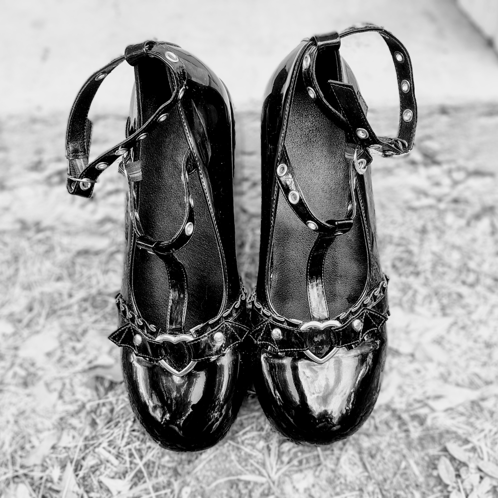 Women’s Black Patent Platform Gothic Mary Jane Heels